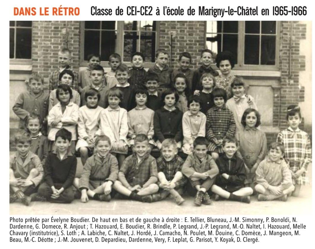 Classe de CE1-CE2 à l'école de Marigny-le-Châtel en 1965-1966